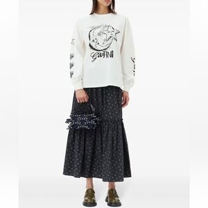 Ganni floral cotton skirt